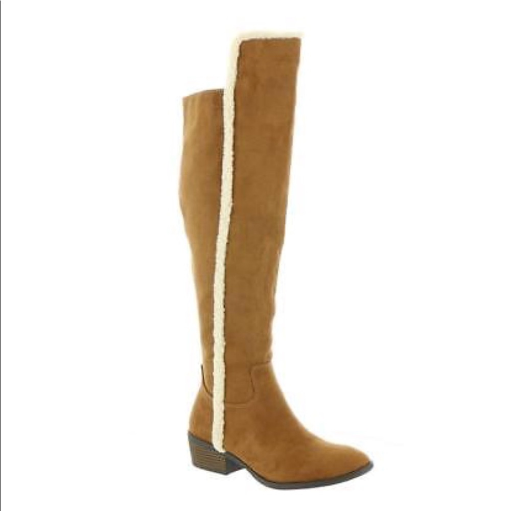 Shearling Trim Over-the-Knee Boots